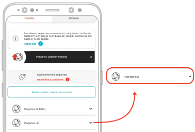 Compra paquetes postpago de LDI por app Mi Claro