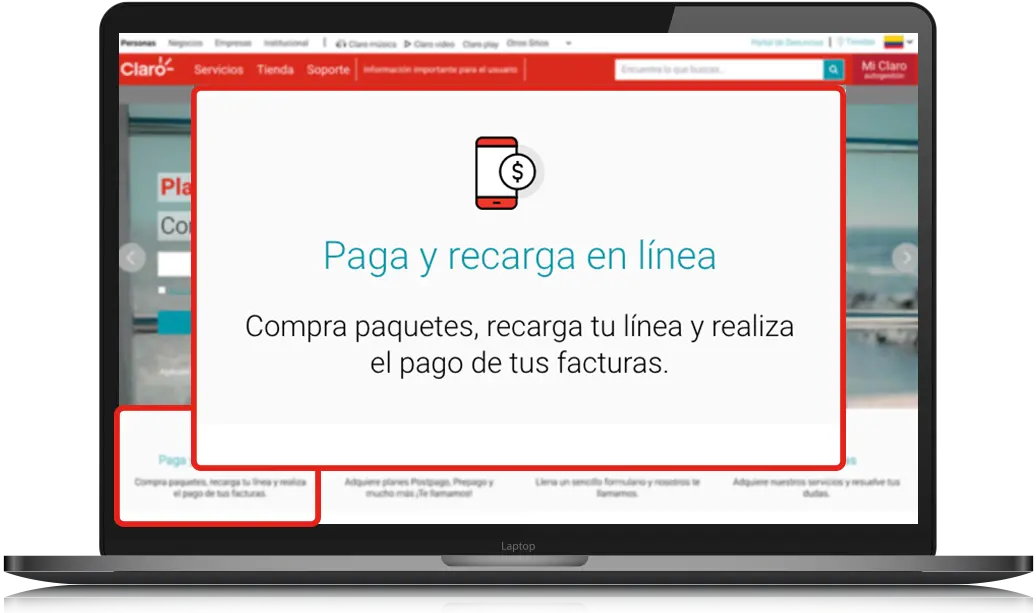 Paga y recarga en línea claro