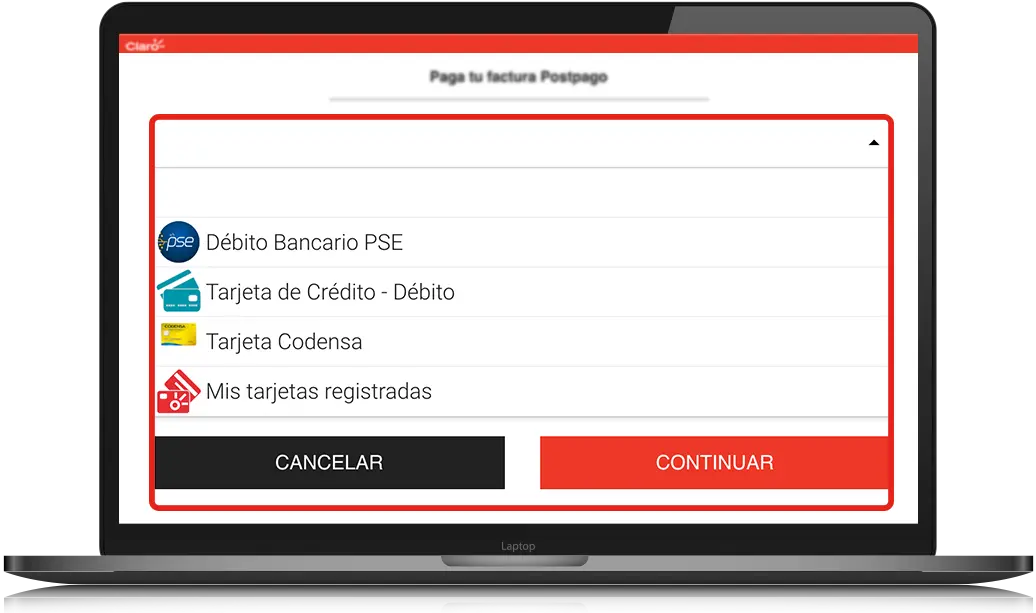Medio de pago para factura Claro