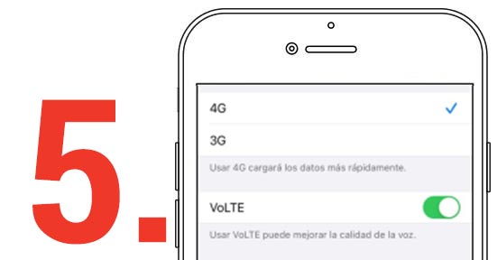 Verifica que la opción 4g esté activa
