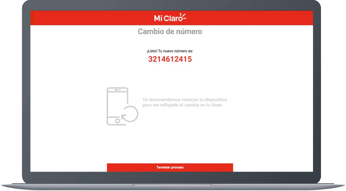 Paso 6 - Cambio de número en Mi Claro web 