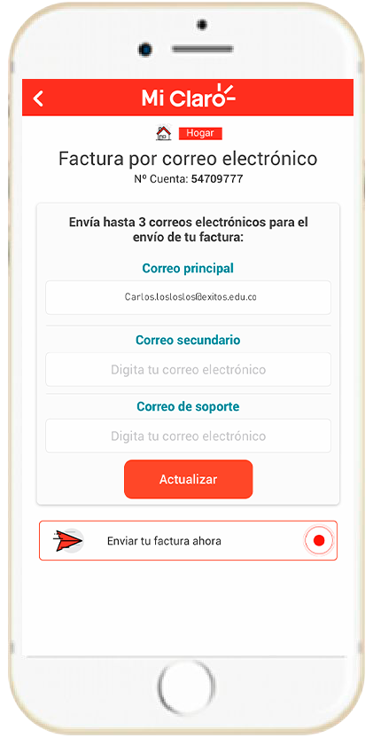 Paso 5 - Envia la factura Hogar a tu correo 