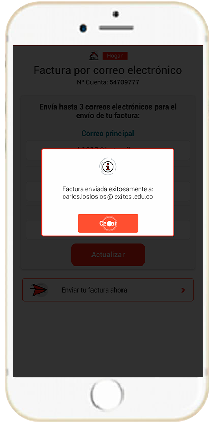 Paso 6 - Envia la factura Hogar a tu correo 