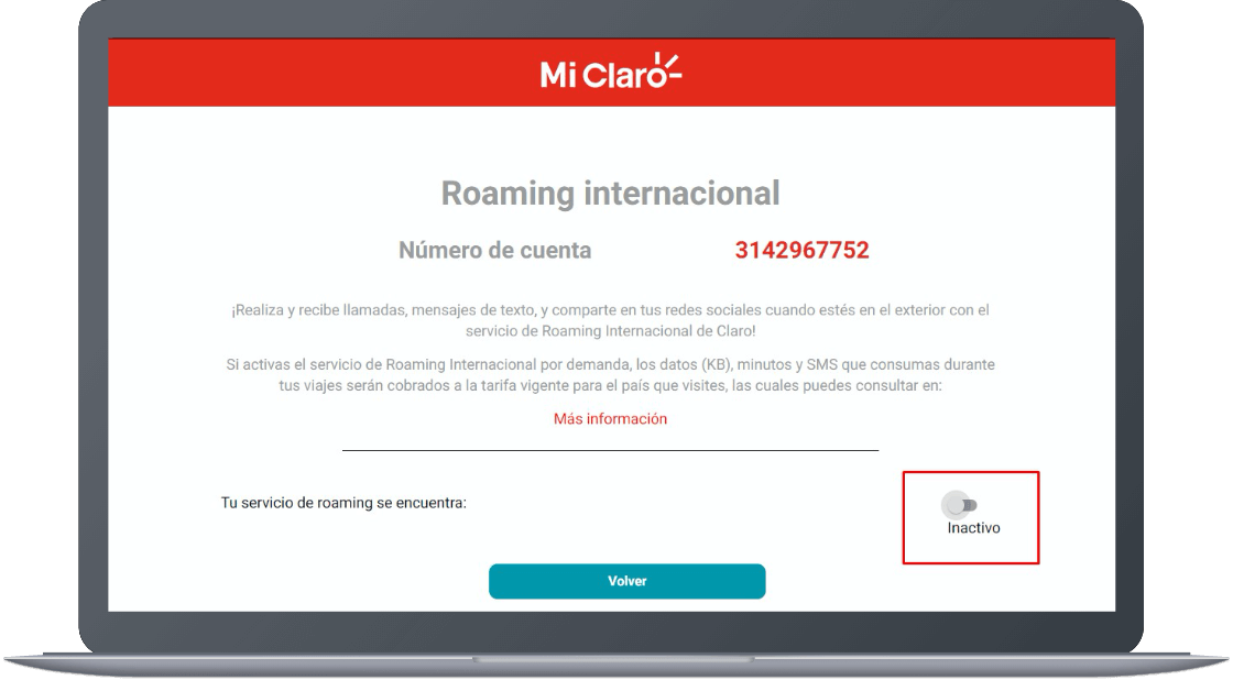 Paso 10 - Activación / desactivación Roaming 