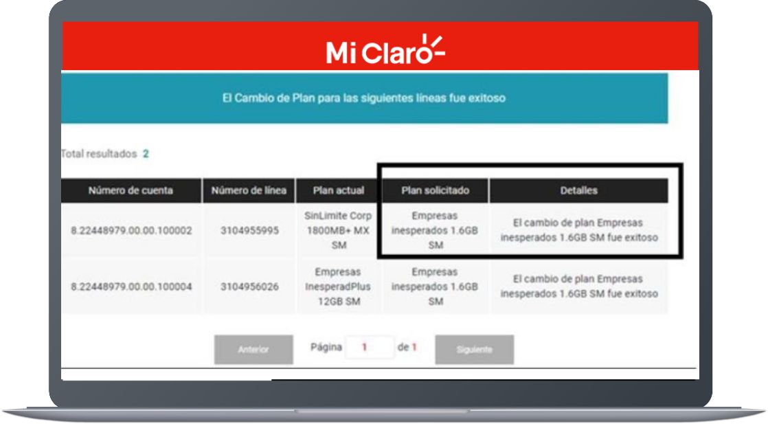 Paso 9 - Cambio de plan Up Grade
