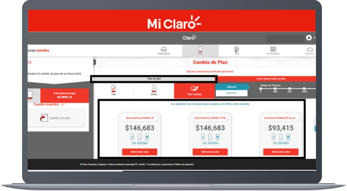 Paso 13 - Cambio de plan Up Grade