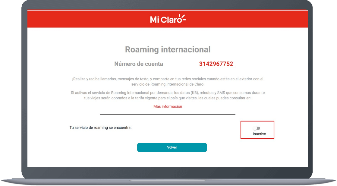 Paso 3 - Cómo activar y desactivar el roaming internacional 