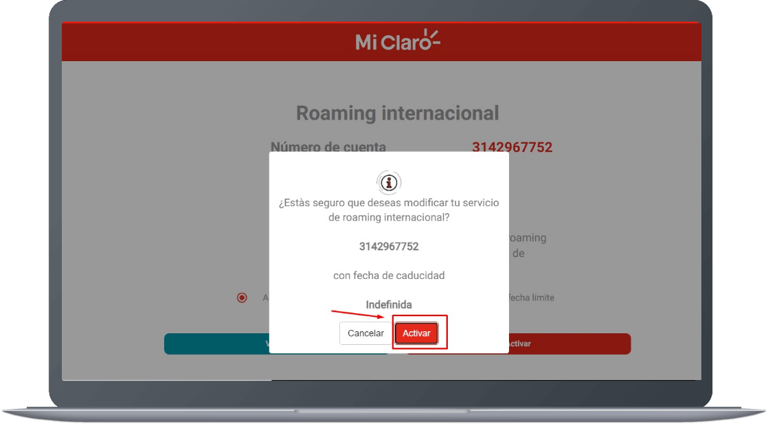 Paso 5 - Cómo activar y desactivar el roaming internacional 