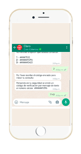 Paso 4 - Consulta Línea o cuenta Hogar WhatsApp Claro 