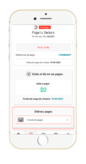 Paso 4 - Historial de pagos de tu factura Claro postpago 