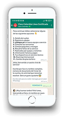 Paso 8 - Contacta un asesor desde *611 a WhatsApp Claro 