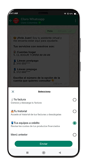 Y conoce todo sobre los equipos que tienes financiados, el pago mínimo, los abonos y el pa 