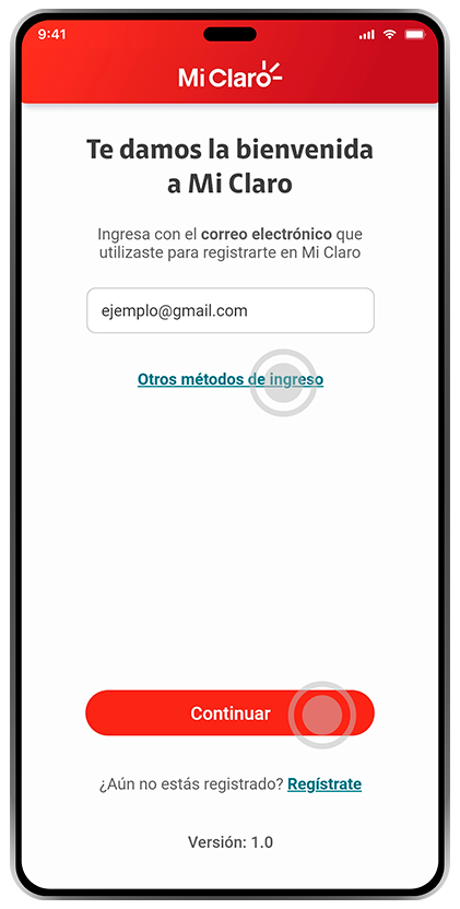 Paso 1 - Inicia sesión Superapp Mi Claro Servicios Hogar