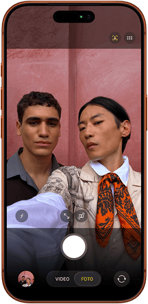 iPhone 17 Pro, parte frontal, funcionalidad Encuadre Centrado para fotos