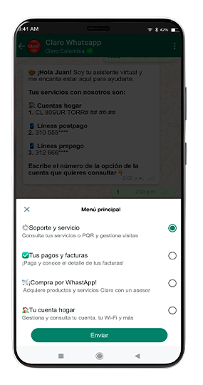 Paso 2- Soportes y servicios Claro 