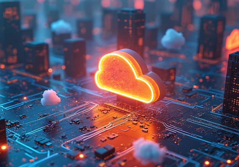 Nube digital representando servicios cloud con inteligencia artificial