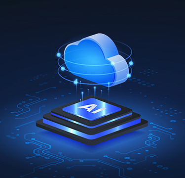 Ejecutivo interactuando con interfaz de inteligencia artificial en la nube