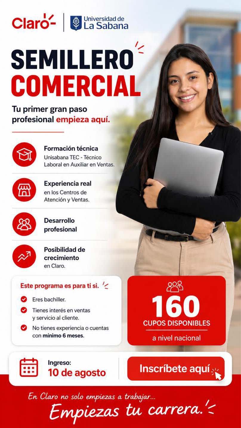 Infografía semillero comercial claro y universidad la sabana