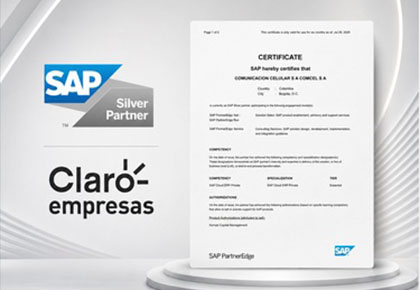 representacion de soluciones empresariales sap para la transformación digital con claro colombia