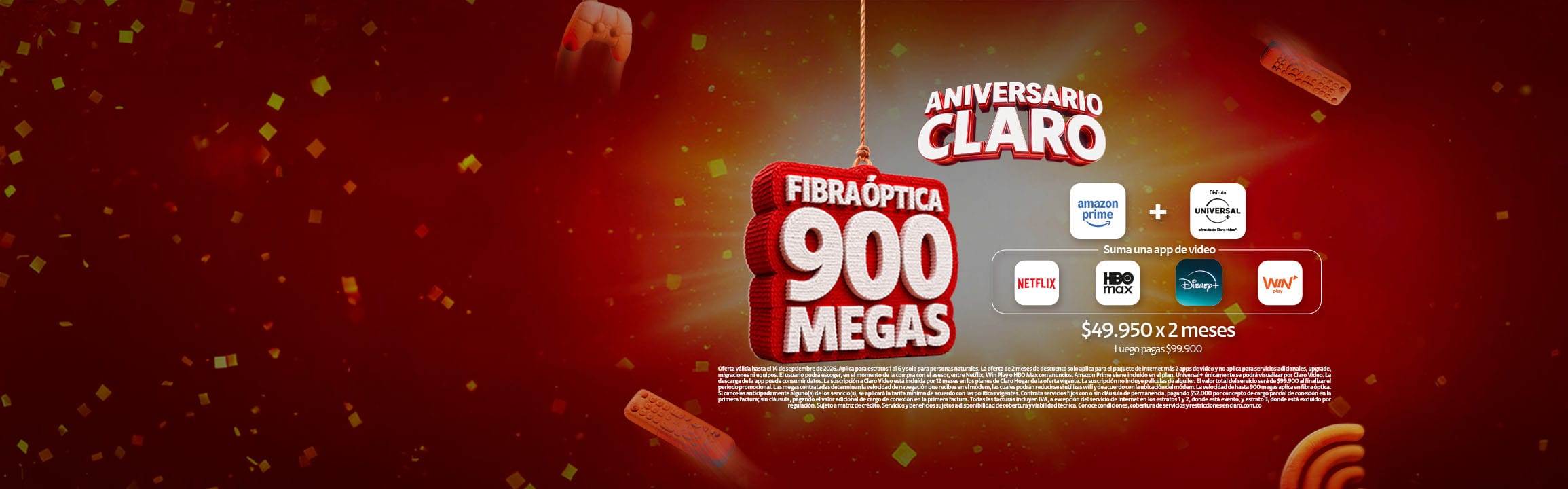 Póngale la fibra de 900 megas - Claro