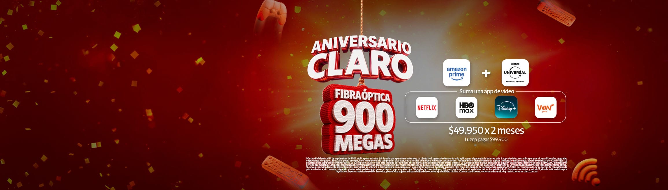 Póngale la fibra de 900 megas - Claro