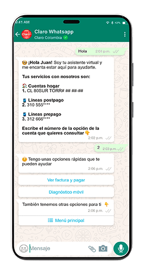 Paso 1 –Pago de créditos y facturas Claro