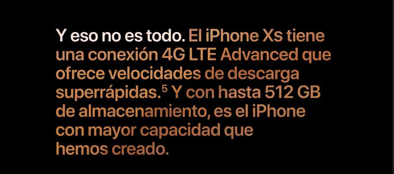 Hasta 512 GB de almacenamiento en el iPhone XS